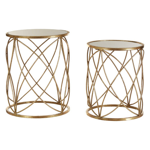Arcana Distressed Gold Metal Side Tables